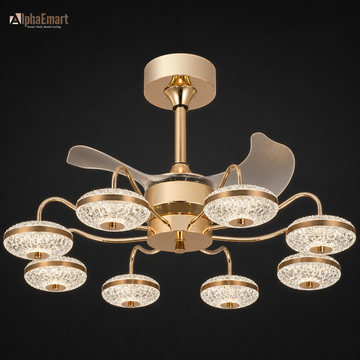 Alpha Luminair Modern Chandelier BLDC 4 Blades 22" Ceiling Fan