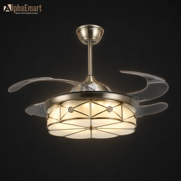 Alpha Glimora Modern Chandelier BLDC 4 Blades 48" Ceiling Fan