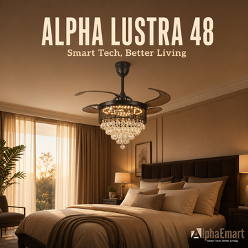 Alpha Lustra Modern Chandelier BLDC 4 Blades 48" Ceiling Fan