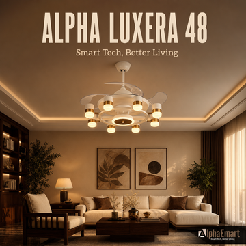 Alpha Luxera Modern Chandelier BLDC 4 Blades 48" Ceiling Fan
