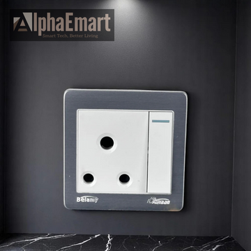 Belamy LK7 LANBAO Greyt-White 3-PIN Round Socket With Switch