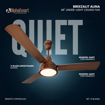 Breezalit Alina Under Light Remote Controlled 3 Blades 48" Ceiling Fan (Matt brown)