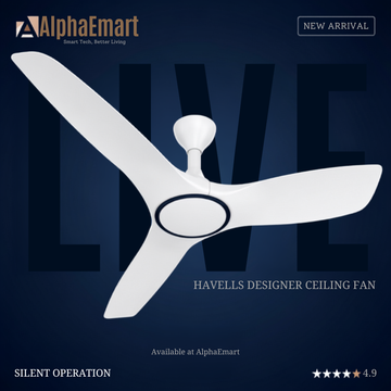 Havells Stealth Air BLDC Remote Controlled 3 Blades 48" Ceiling Fan (Pearl White)