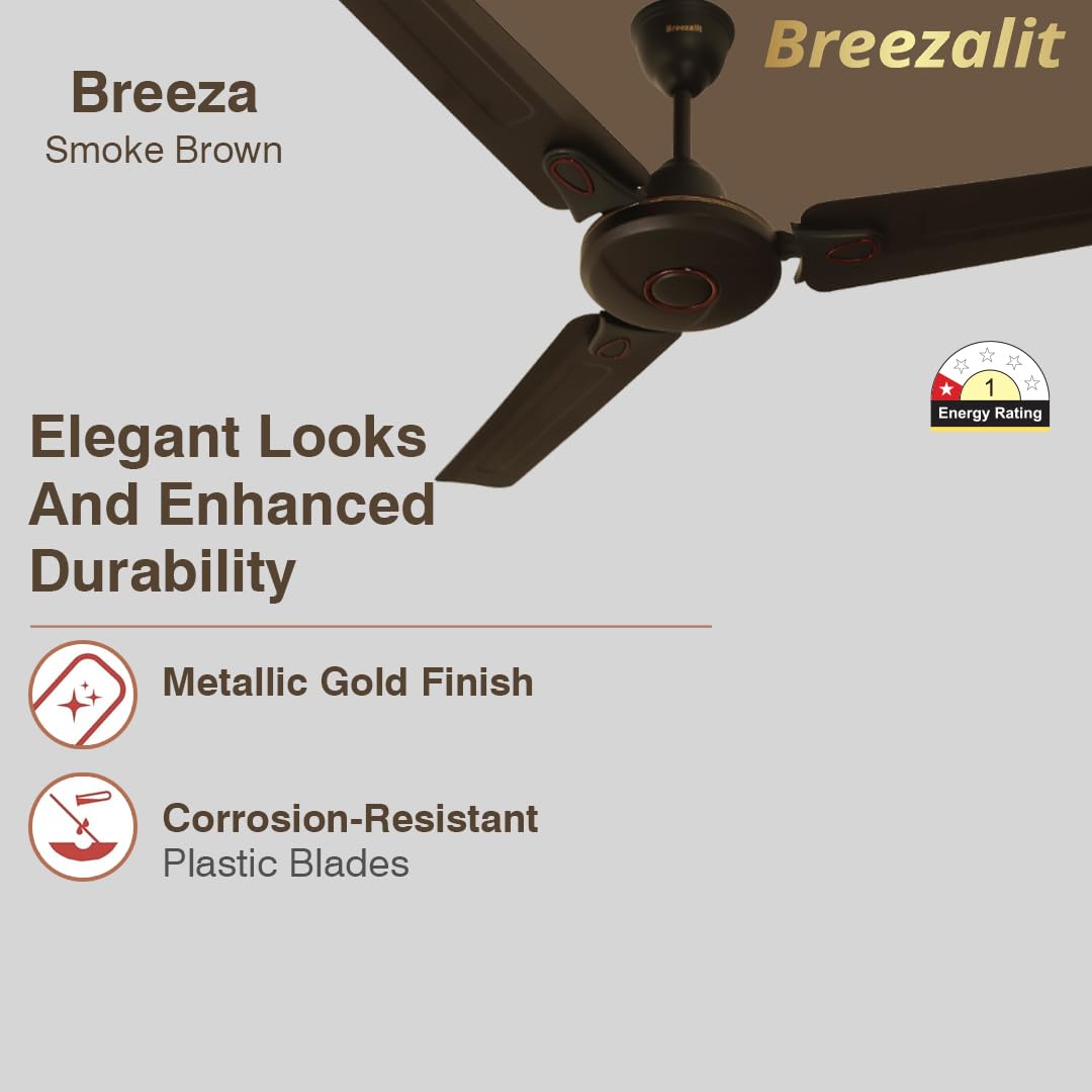 Breezalit Breeza 3 Blades 36″ Ceiling Fan - Smoke Brown (BZ-113)
