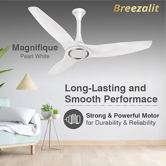 Breezalit Magnifique 3 Blades 50″ Ceiling Fan - Pearl White (BZ-107)