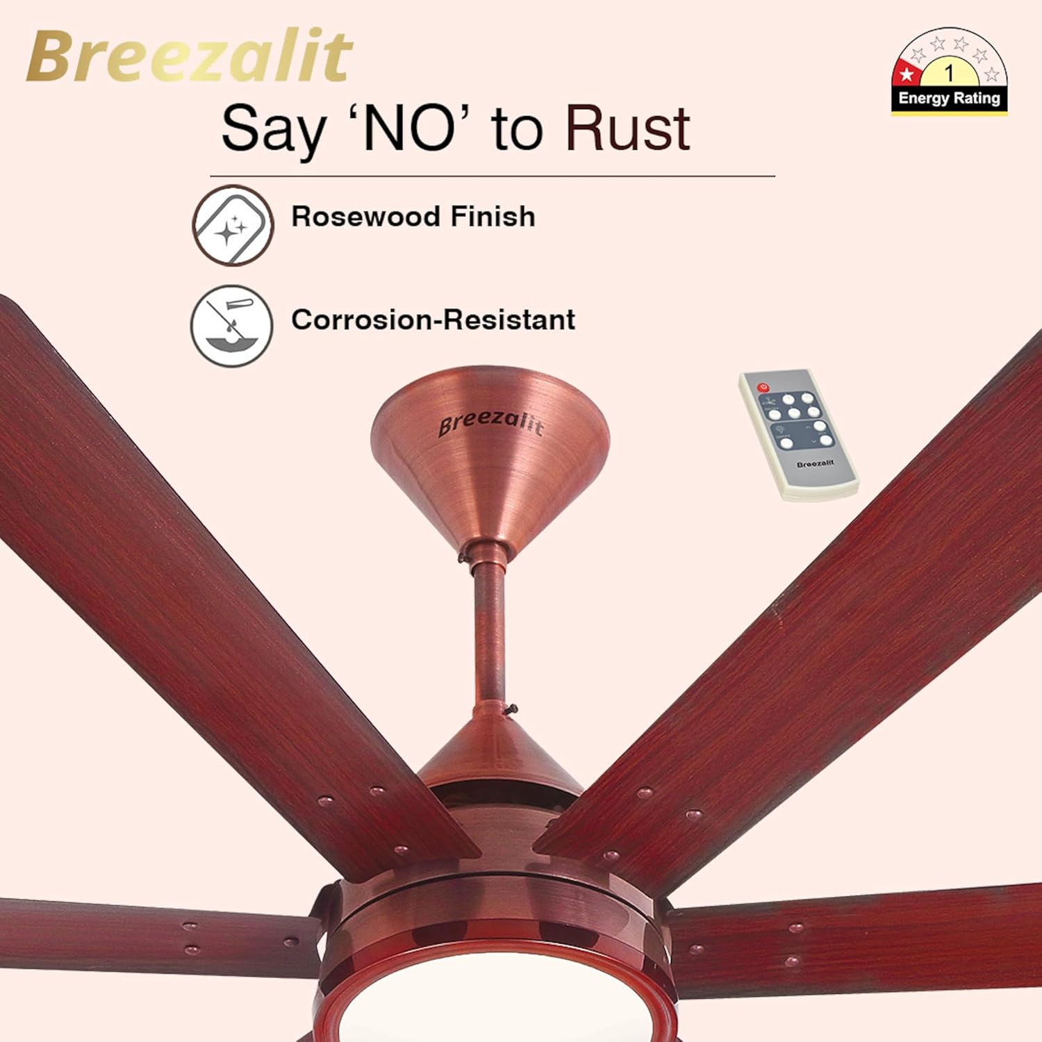 Breezalit Alina 6 Blades 48″ Ceiling Fan - Rosewood (BZ-117)