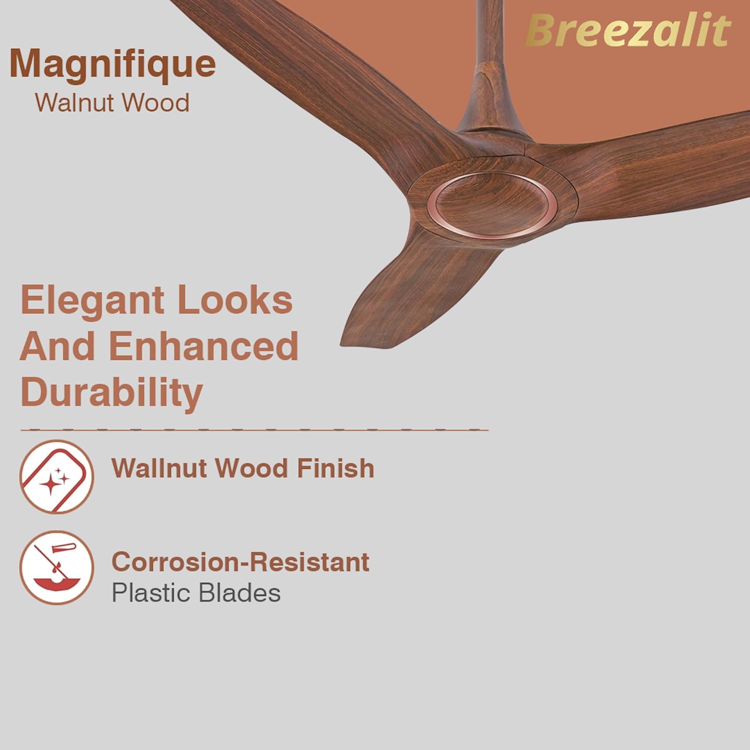 Breezalit Magnifique 3 Blades 50″ Ceiling Fan - Wooden Finish (BZ-108)