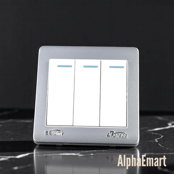Belamy White Grey 3 Gang 1 Way (Outlined) Modular Switch