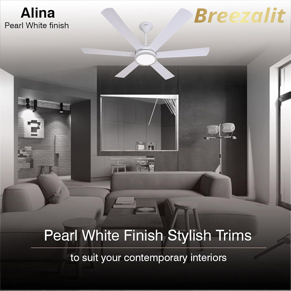 Breezalit Alina 6 Blades 48″ Ceiling Fan - White (BZ-118)