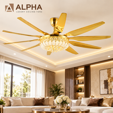 Alpha Majesta 75” 10 blade ceiling Fan (Golden)