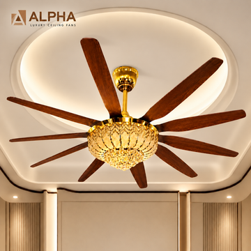 Alpha Majesta 75” 10 blade ceiling Fan (Dark Wood)
