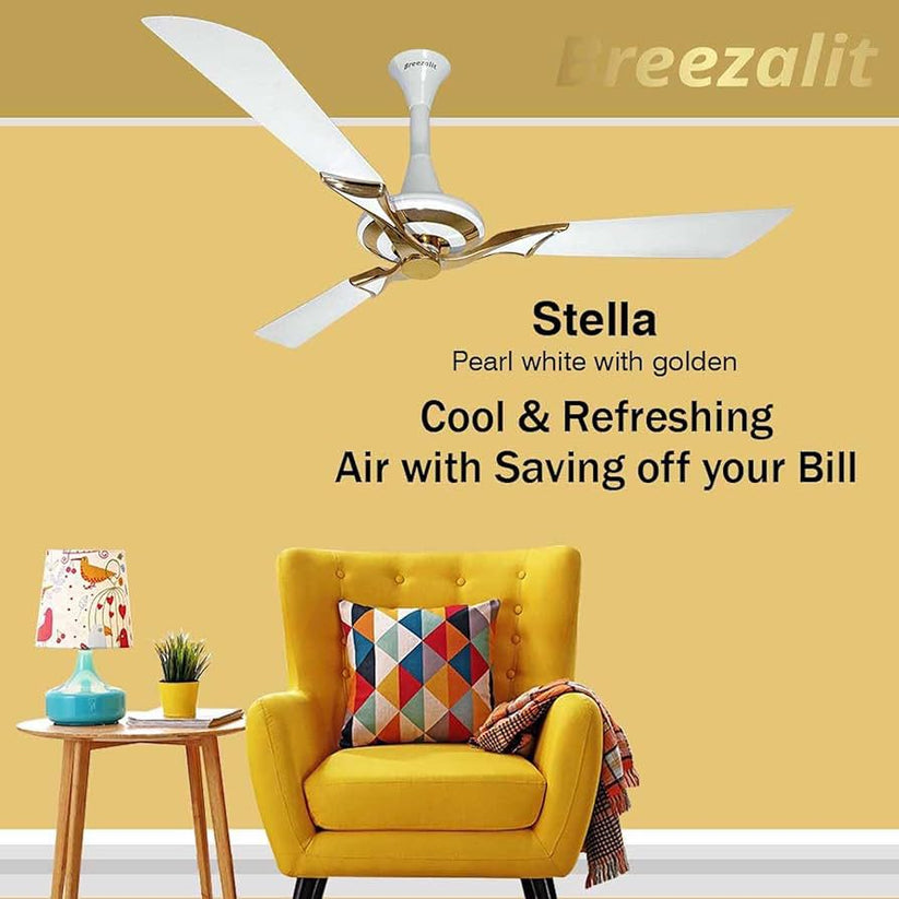 Breezalit Stella 3 blade 52″ Ceiling Fans - Pearl White Silver(BZ-103)