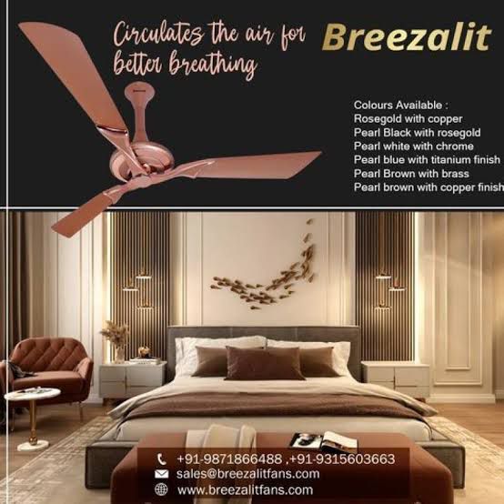 Breezalit Stella 3 blade 52″ Ceiling Fans - Rose Gold (BZ-104)