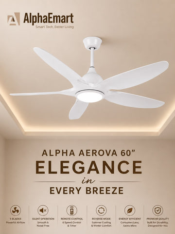 Alpha Aerova 60” 5 blade ceiling Fan
