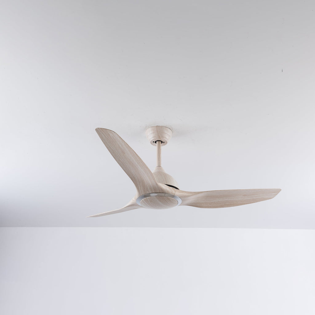 Aero Elite Roverr 52" Smart Ceiling Fan (White Wood, 3 Blades) – Tuya WiFi BLDC Motor Modern Designer Ceiling Fan