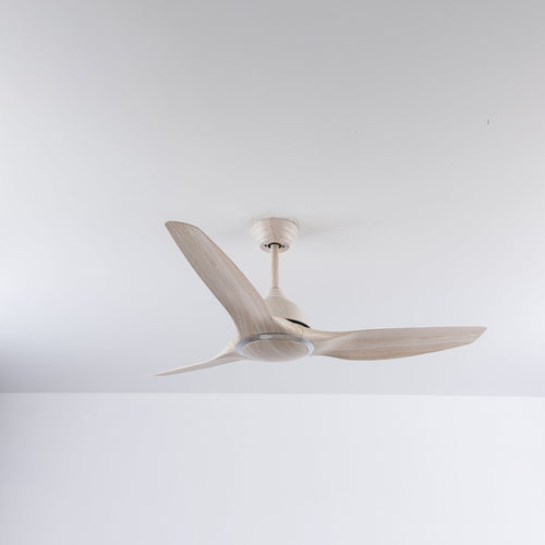 Aero Elite Roverr 52" Smart Ceiling Fan (White Wood, 3 Blades) – Tuya WiFi BLDC Motor Modern Designer Ceiling Fan