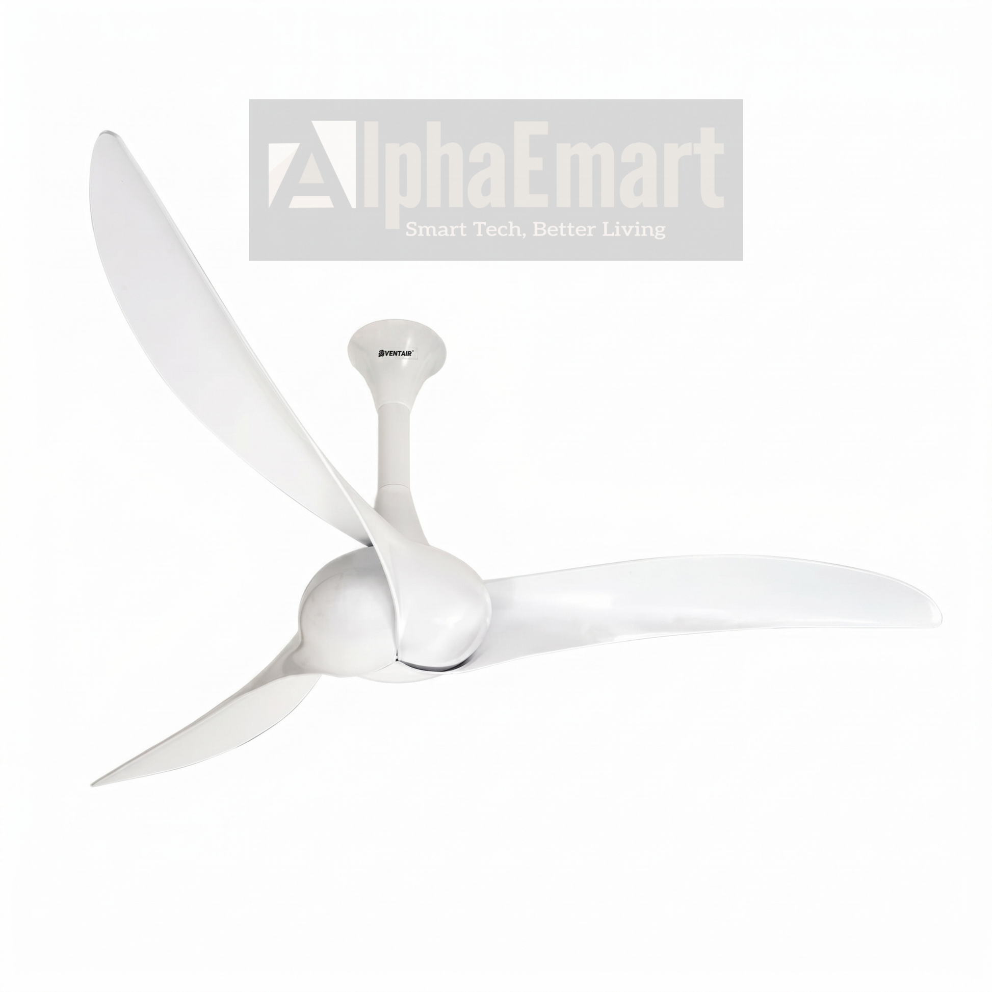 Alpha Breezalit Curl pearl white 3-blade ceiling fan isolated product view