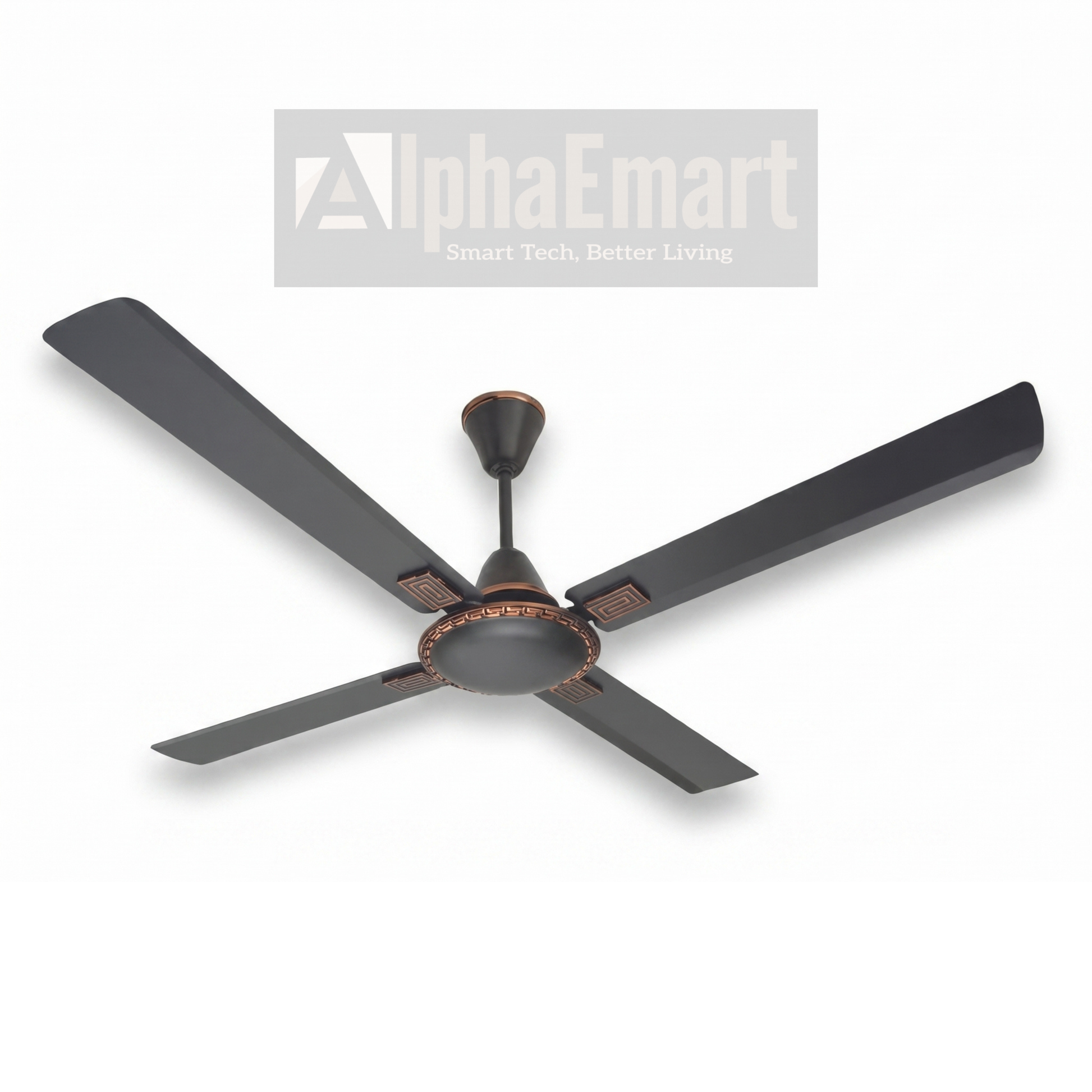 ALPHA Cleo 4-blade Matt Black ceiling fan isolated view – 56 inch 225 CMM airflow