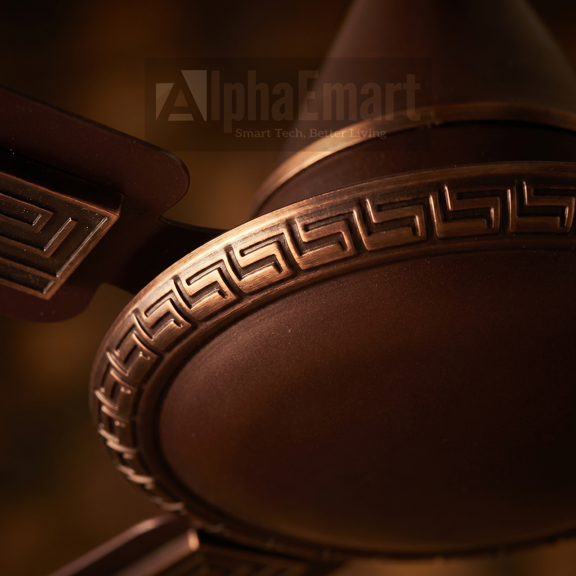 Close-up shot of a ALPHA Cleo 4-blade Matte Brown ceiling fan