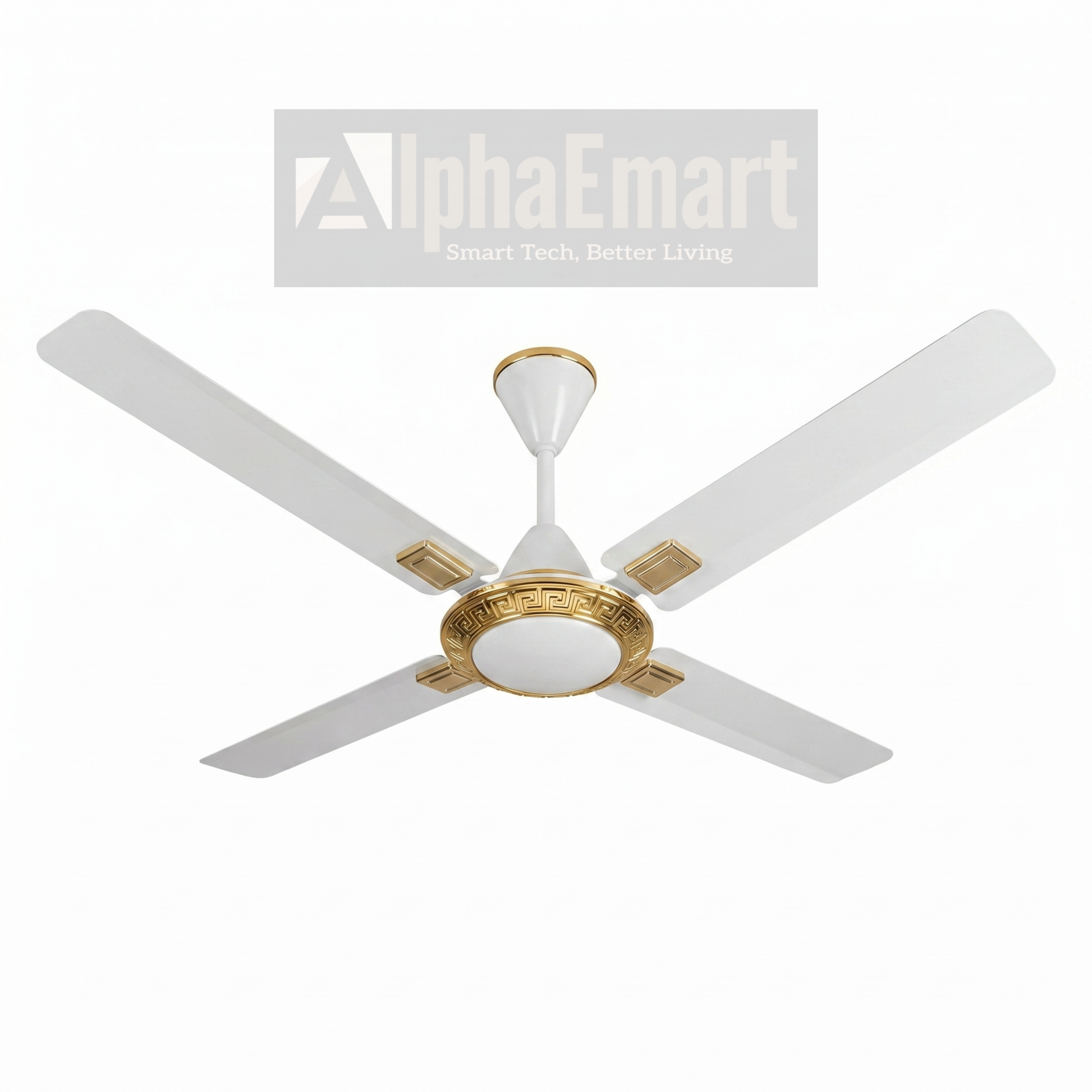 ALPHA Cleo 4-blade ceiling fan white gold variant – 56 inch designer ceiling fan