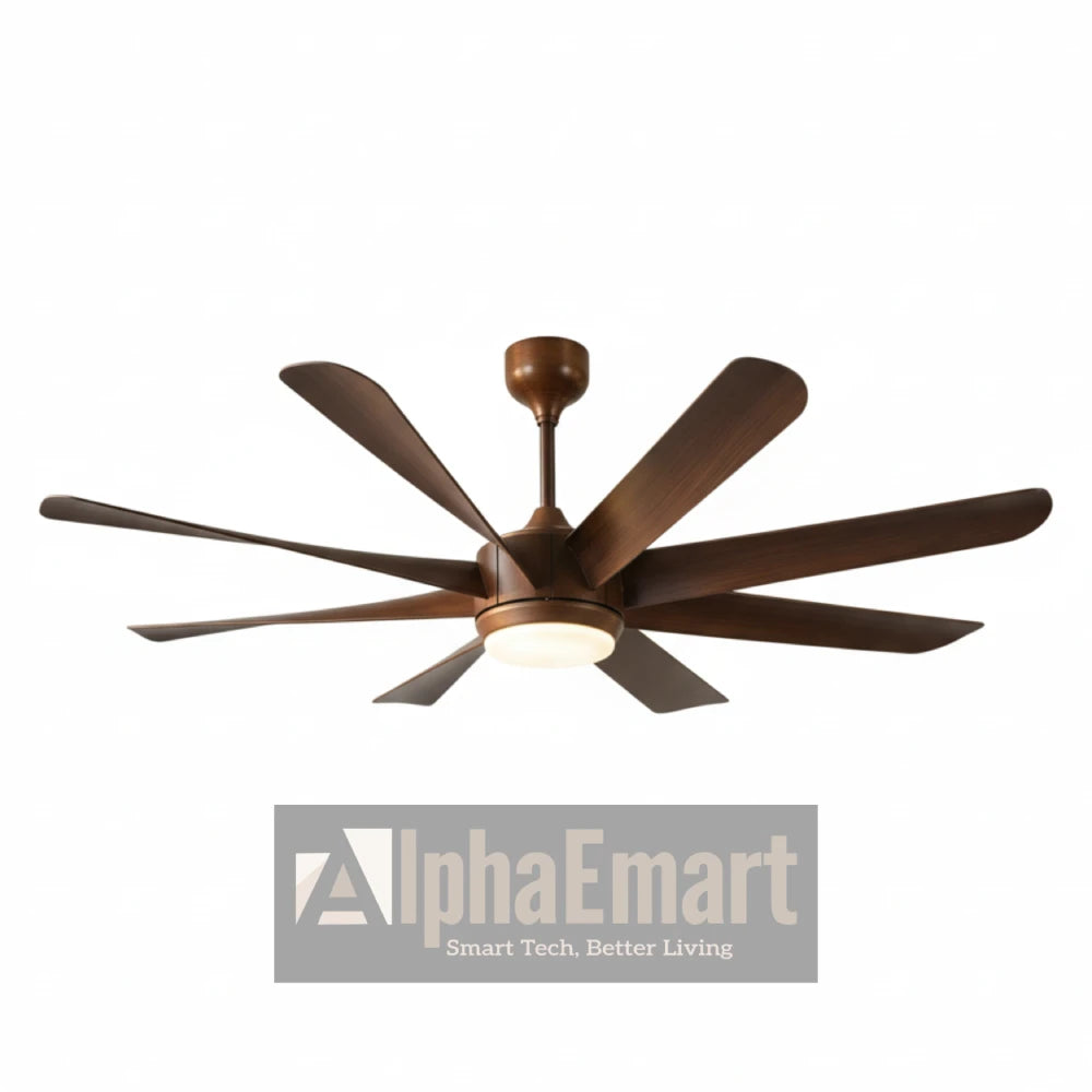 ALPHA KDK 8-blade dark brown ceiling fan with LED light – 62 inch strong airflow