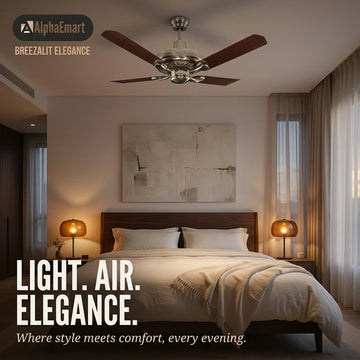 Breezalit Elegance Remote Controlled 4 Blades 48" Ceiling Fan ( Brushed steel)