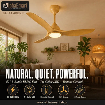 Alpha Adonis 52" Ceiling Fan (Light Wood)