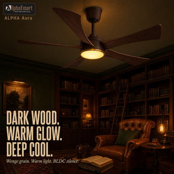 Alpha Aura 53" Ceiling Fan With Light (Dark Wood)